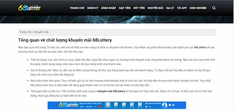 68lottery.best thông tin về những khuyến mãi hấp dẫn