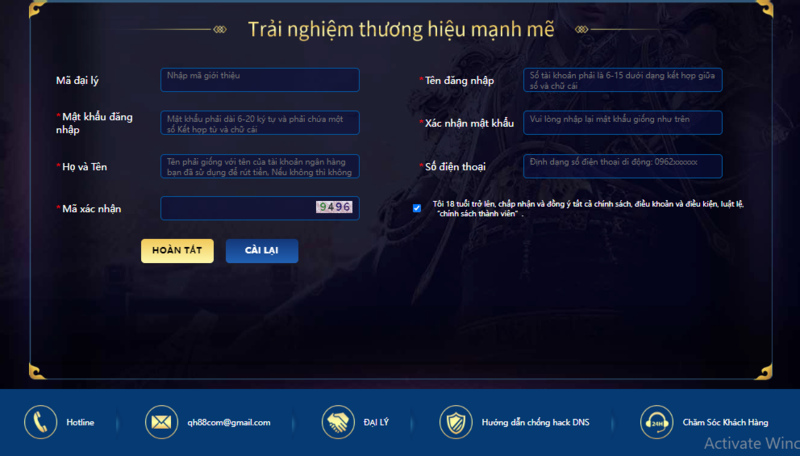 Đăng ký 1 tài khoản chơi game 