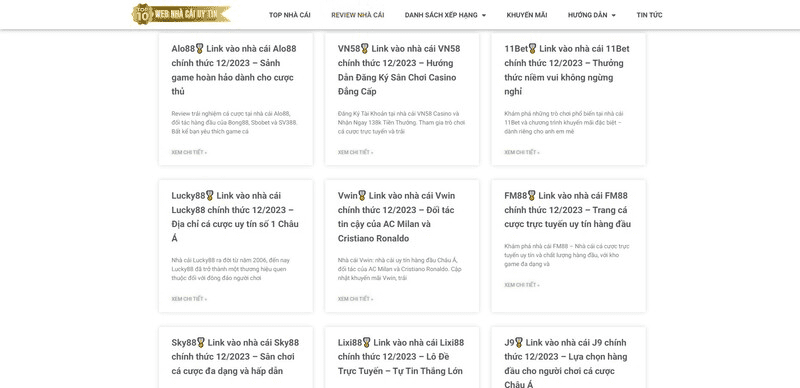 Web nhà cái uy tín thu hút sự quan tâm của đông đảo cược thủ nhờ việc cập nhật nhanh chóng, chính xác link vào các sòng bạc trực tuyến