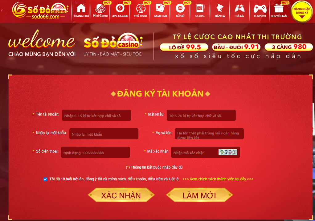 SODO Casino sẽ yêu cầu hội viên của mình có đăng ký tài khoản game nhà cái hợp lệ